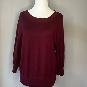 Burgundy Cleo Petites 3/4 Length Sleeves w/ Scoop Neckline!
